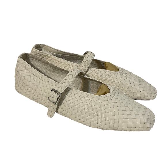 Steve Madden Valirie Ballet Mary Jane Flat Woven Square Toe Women’s sz 10M Cream - Picture 1 of 10